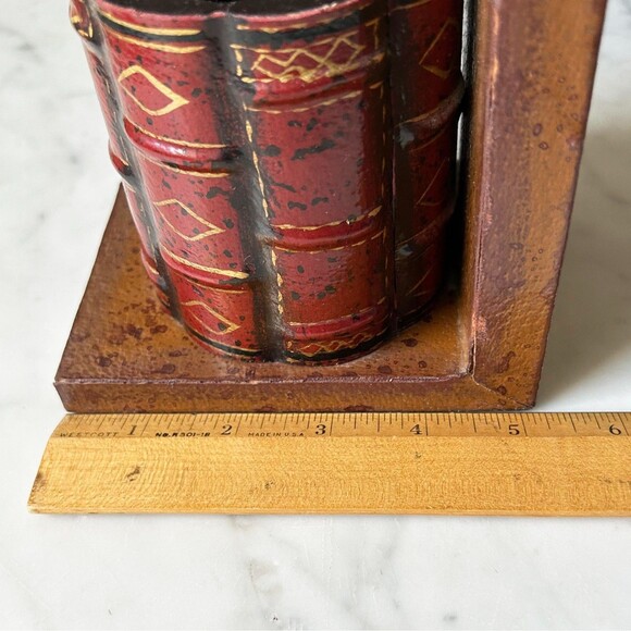 Mid Century Modern Faux Leather Bookends with Pen Cup MCM Retro Office Decor - Picture 7 of 9